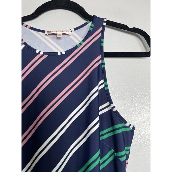 JUDE CONNALLY Selena Sailing Stripe Tank Dress Small Navy Nautical Preppy Midi - Picture 2 of 7